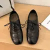 Mocasines retro de cuero cálidos de suela blanda versátiles con forro de felpa, zapatos casuales de cordones para commuting de punta profunda otoño nuevos para mujer 2026