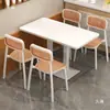 Conjunto de Mesa y Sillas para Comida Rápida Combinación Restaurante Diner Hamburguesería Tienda de Té con Leche Mesa Rectangular Tienda de Snacks Catering Mesa Comercial