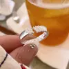 Anillo Abierto de Plata de Ley S925 Ginsos Lujo Ligero Diseño de Alto Nivel Sentido Nicho Anillo de Estrellas Brillantes Elegante para el Trabajo
