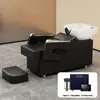 Cadeira de cabeleireiro para estilização de cabelo Cama de lavagem de cabelo Cama de cuidados com o cabelo Salão de beleza Cama de lavagem de cabelo para barbearia Estilo celebridade da internet Cama de lavagem de cabelo semi-reclinável com bacia funda