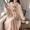 Lindo Camisón de Oso para Mujer Otoño e Invierno Camisón de Terciopelo Coral Bata Gruesa Caliente Pijama Largo de Franela con Capucha