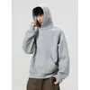 White and gray American-style patchwork hooded sweatshirt for men, autumn trendy brand, heavy-duty stiff hoodie jacket, loose-fitting top
