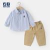 Conjunto de Roupa de Outono para Meninos, Camisa e Calça Longa Estilo Academia para Bebês e Crianças Pequenas, Calças Casuais Infantis, Roupas da Moda para Meninos