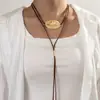 Joia Transfronteiriça Europeia e Americana Estilo Étnico Retrô Boêmio Liga de Zinco Flor Lua Pingente Colar Longo em Camadas Duplas para Mulheres