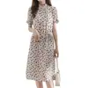 Vestido de Seda de Lunares 2026 Verano Nuevo Estilo Francés Elegante Ropa para Mujer Manga Corta Longitud Media Vestido de Seda