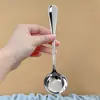 Colher de Fundo Plano em Aço Inoxidável, Colher de Sopa Redonda de Alto Valor, Colher para Comer e Mexer, Colher de Servir Exquisita Estilo Ins para Uso Doméstico