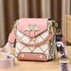 Bolsa de Fabricante Bolsa de Ombro Feminina 2025 Nova Moda Primavera e Verão Estampa Pequena Linha Bordada Bolsa para Celular Grande Capacidade Peça Única Envio Direto