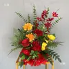 Pasillo de Flores para Boda Estilo Bosque, Rincón de Flores, Flores Colgantes, Arreglo Floral de Piso, Decoración de Fondo, Arte Floral para Boda en Césped al Aire Libre
