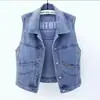 Chaleco de Mezclilla para Mujer, Estilo Coreano Holgado Primavera y Otoño Nuevo Retro Estilo Hong Kong Petite Moda Rejuvenecedora Chaqueta para Mujer