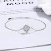 Pulseira Quadrada de Pão Quadrada de Açúcar Zircônia Joia de Mão de Nicho de Luxo Leve Joias de Prata Esterlina 925 Joia de Mão da Moda Transfronteiriça para Mulheres Sensação de Alto Padrão