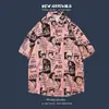 Camisa Floral de Manga Corta para Hombre Verano Nuevo Holgada Delgada Hawaiana Playa Floral Camisa Floral de Manga Corta para Pareja