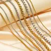 Cadena de Perla Cuadrada de Acero Inoxidable Transfronteriza 1.5-5mm Chapada en Oro de 18K Accesorios Semi-Terminados para DIY Collares Pulseras Venta al por Mayor