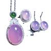 Set de tres piezas de calcedonia natural caja de regalo calabaza botella tesoro colgante anillo femenino ágata verde esmeralda jade joyería