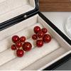 Pendientes de Uva Roja con Cuentas de Año Nuevo para Mujer Pendientes de Lujo Ligero de Alta Gama Pendientes Nicho de Perlas Ancora Joyería de Otoño e Invierno