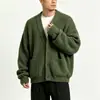 Cardigã de tricô masculino europeu e americano, suéter vintage, jaqueta casual tamanho grande, peça externa casual de corte solto para outono e inverno