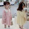 Vestido de Cuadros para Niña con Cuello Floral Oculto, Vestido de Princesa, Nueva Moda de Otoño, Ropa Infantil de Comercio Exterior, Venta al por Mayor para Edades 3-8