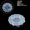 PP girasol 13 rejillas caja de almacenamiento fija en forma de flor para cuerdas de pelo de niños, joyería, cuentas, acabado de escritorio, caja de plástico transparente