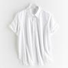 Camisa Hengjia CfBasic de Manga Curta com Punhos Dobráveis, Top com Toque Gelado para o Início da Primavera, Caimento Ligeiramente Solto, Tecido de Algodão com Toque Gelado