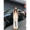 Calça Jeans Branca de Cintura Alta Wide Leg para Mulheres Verão 2025 Nova Slim Reta Solta com Caimento Comprimento Total