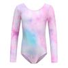 Ropa de Baile Latino de una Pieza con Mangas Largas Estampada Ropa de Práctica de Baile de Verano Ropa de Competición para Niñas Niñas