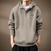 Moletom Italiano Pesado com Capuz e Zíper Meio Aberto para Homens, Estilo Primavera e Outono 2026, Marca Americana Retro Tendência, Top Casual Solto