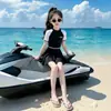 Maiô infantil de duas peças, maiô infantil de verão estiloso estilo saia dividido, roupa de banho de secagem rápida para meninas mais velhas