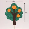 Decoração de bolo de aniversário Floresta folhas pequenas cartão feltro coqueiro macieira de Natal bandeirinha verde plug-in