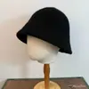 Sombrero de Pescador de Punto con Raya Estilo Japonés Mezcla de Lana Otoño e Invierno Moda de Alta Gama Calentador Adelgazante para la Cara