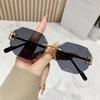 Gafas de Sol de Moda Octogonales sin Montura con Borde Cortado para Mujer 2024 Nuevas Europeas y Americanas Transfronterizas para Sesión de Fotos Callejera Gafas de Sol Modernas