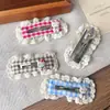 Pinza de BB con Encaje y Cuadros Estilo Coreano para Niñas, Accesorio para el Cabello de Dibujos Animados en Color Café con Leche, Pinza Lateral