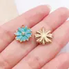 Accesorios de Joyería de Aleación DIY Colgante de Girasol Flor de Cerezo Azul Lago con Goteo de Aceite Pulsera Collar Pendientes Llavero