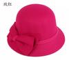 Moda coreana outono e inverno chapéu de bacia de lã cor sólida chapéu coco com laço chapéu de bacia para meia-idade e idosos para mãe