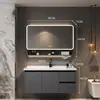 Juego de gabinete de baño con núcleo de aluminio tipo panal espacial, que incluye un lavabo cerámico combinado y mueble tocador para uso doméstico