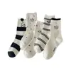 Calcetines holgados de algodón puro blanco para mujer, diseño lindo de perro de dibujos animados para primavera y verano, calcetines dulces de encaje sin costuras hasta la mitad de la pantorrilla