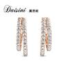 Brincos de Argola Daisini Fashion S925 para Mulheres Totalmente Cravejados com Cristais Elementos Swarovski