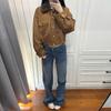 Jeans Azuis Slim Feminino Outono 2025 Novo Estilo Levemente Flare Cintura Alta Sem Pernas Efeito Emagrecedor Calça Reta Flare