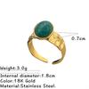Anillo de Acero de Titanio Colorido de Gama Alta Europeo y Americano para Mujer, Múltiples Capas, Línea Fina, Nicho Retro, Piedra Natural, Versátil, Anillo de Acero Inoxidable