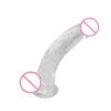 Dildo Curvo de Simulação Feminina, Dildo Estendido de Cristal Transparente, Dispositivo de Masturbação Feminina, Plug Anal, Brinquedo Sexual de Borracha Macia