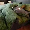 Juego de cuatro piezas estilo retro francés de algodón puro, engrosado, cepillado, sábana de cama de algodón puro, funda de edredón, ropa de cama, juego de tres piezas para dormitorio~