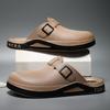 Chinelos de Meio Passo Selecionados Cuidadosamente com Biqueira Fechada para Homens, Uso Externo de Verão, Antiderrapantes, Resistentes ao Desgaste, Chinelos Frescos para Estudantes Masculinos, Sapatos Preguiçosos, Sandálias de Solado Grosso