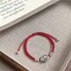 Kaiming Prata 925 Ano do Zodíaco Cavalo Corda Vermelha Versão Coreana Pulseira de Contas de Transferência do Ano do Zodíaco Joia de Mão Versátil Elegante