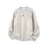 Sudadera con capucha Han Lu Color Block Bordada de Ante Sintético Cuello Redondo Estilo Otoño para Hombre Textura de Patchwork Estructurado Pulóver