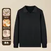 Suéter de Punto de Lana con Cuello de Gaviota para Hombre, Nuevo Modelo Otoño e Invierno 2026, Capa Interior Casual de Modal, Capa Base Holgada, Suéter Cálido