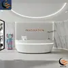 Balcão Frontal de Fibra de Vidro com Formato Especial e Design de Arco Pintado, Balcão de Recepção de Empresa, Caixa de Salão de Beleza, Balcão de Bar Grande Simples de Alta Qualidade