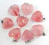 Venta Caliente Transfronteriza Colgante en Forma de Corazón de 16 mm Piedra de Cristal Rosa Natural Colgante de Corazón Accesorios para Collar de Corazón de Melocotón DIY