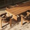 Mesa y silla de comedor de teca para exteriores, mesa y silla de madera maciza para patio de villa, mesa y silla de comedor de jardín para exteriores, mesa y silla nórdica para exteriores