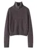 Cárdigan de manga larga 100% cachemira pura para mujer con doble cremallera, abrigo corto con cuello de solapa, prenda exterior casual holgada, top engrosado