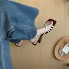 Primer Encuentro con las Sandalias Doradas de Tacón Alto Estilo Hada Francesa para Mujer, Nuevo Modelo Verano 2026, Adecuadas para Usar con Faldas, con Tacones de Forma Única