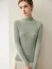 Suéter de cashmere puro para mulheres, novo estilo outono e inverno, gola alta discreta, malha slim fit, suéter base de cor sólida, top para o dia a dia