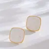 Estilo Vacacional Temperamento Suave Francés Blanco Natural Concha de Abulón Geométricos Pendientes de Botón Pendientes Nicho Sentido de Alta Gama Adornos para Orejas Mujeres